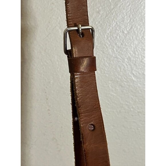 Vintage Hand Tooled Leather Brown S Boho Western Floral Crescent Medallion 70s - Picture 10 of 13